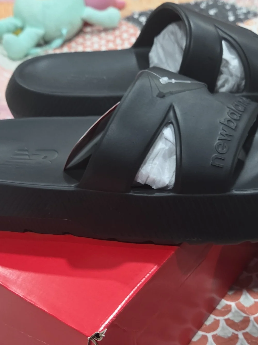 New Balance Black Kids' Slide Sandals with Logo